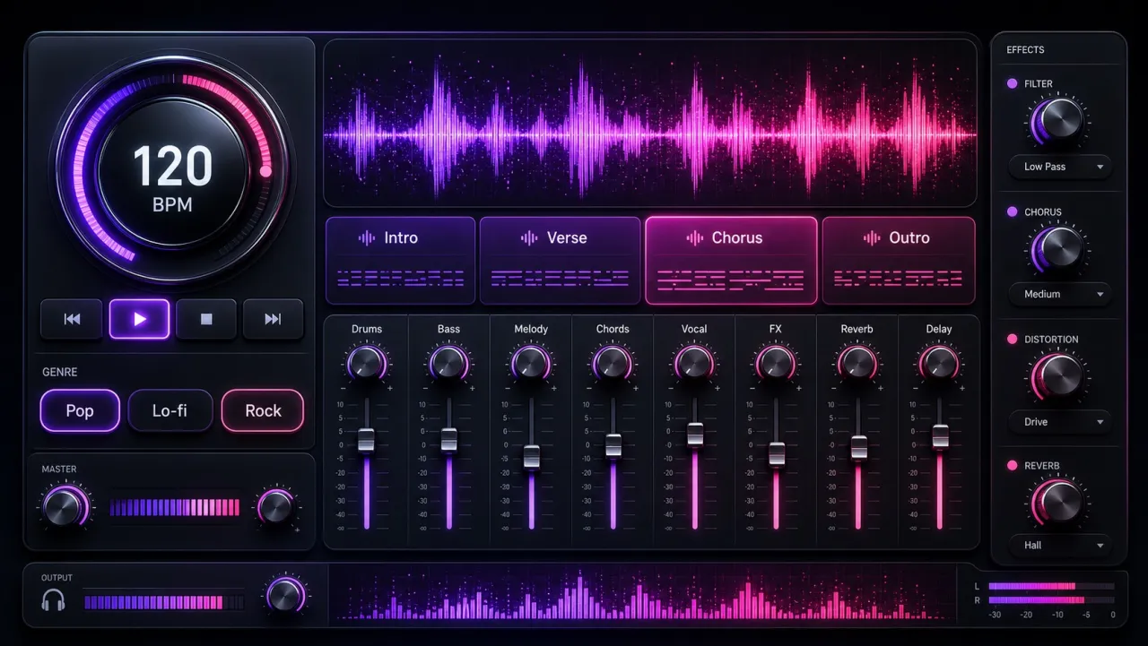 iLoveSong AI custom mode controls showing genre, BPM, and song structure
