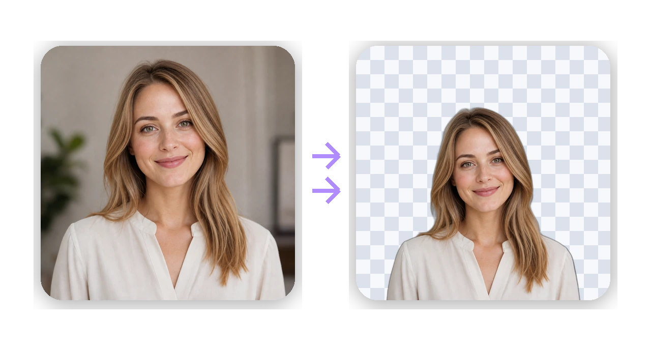 Background remover before and after showing crisp cutout edges