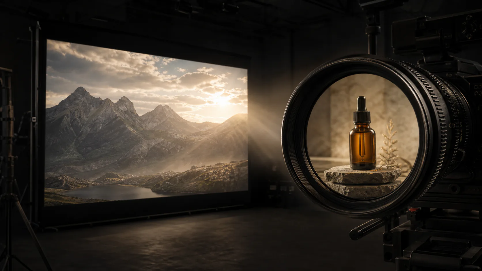 Two cinematic visual paths branching from a single point of light