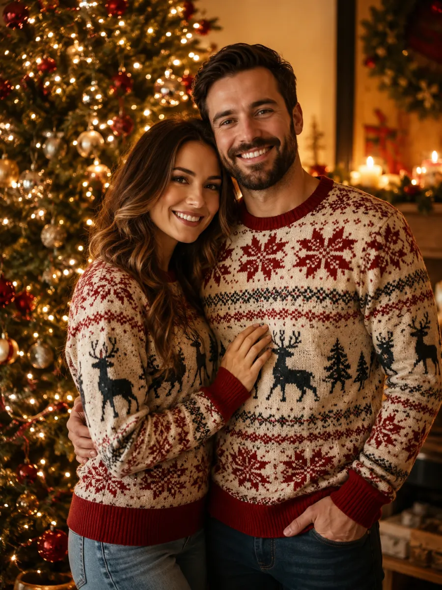 ai christmas photo - couple holiday portrait example
