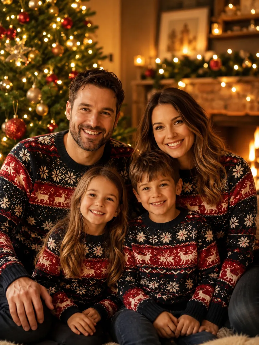 ai christmas photo - family holiday portrait example