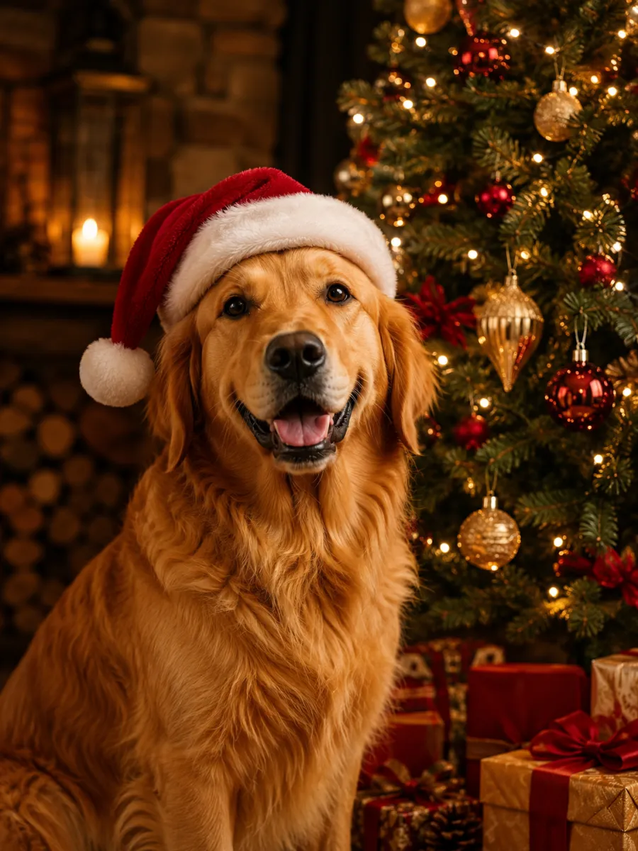 ai christmas photo - pet santa portrait example