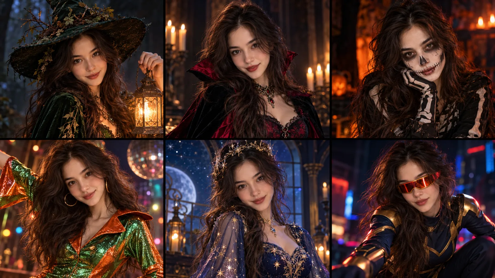 ai halloween photo generator - grid of original costume looks