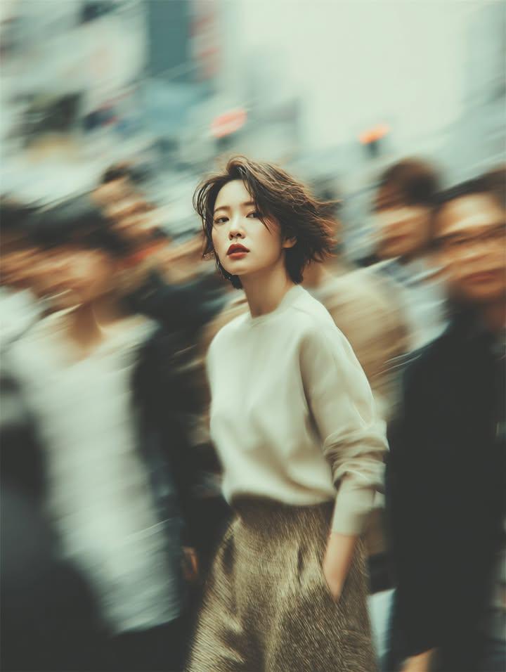 Crowd Motion-Blur Portrait